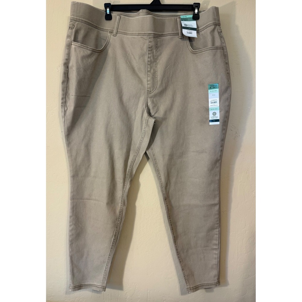 Terra & Sky Jeggings Women 3X Khaki Tan Skinny Pull On High Rise Stretch NEW